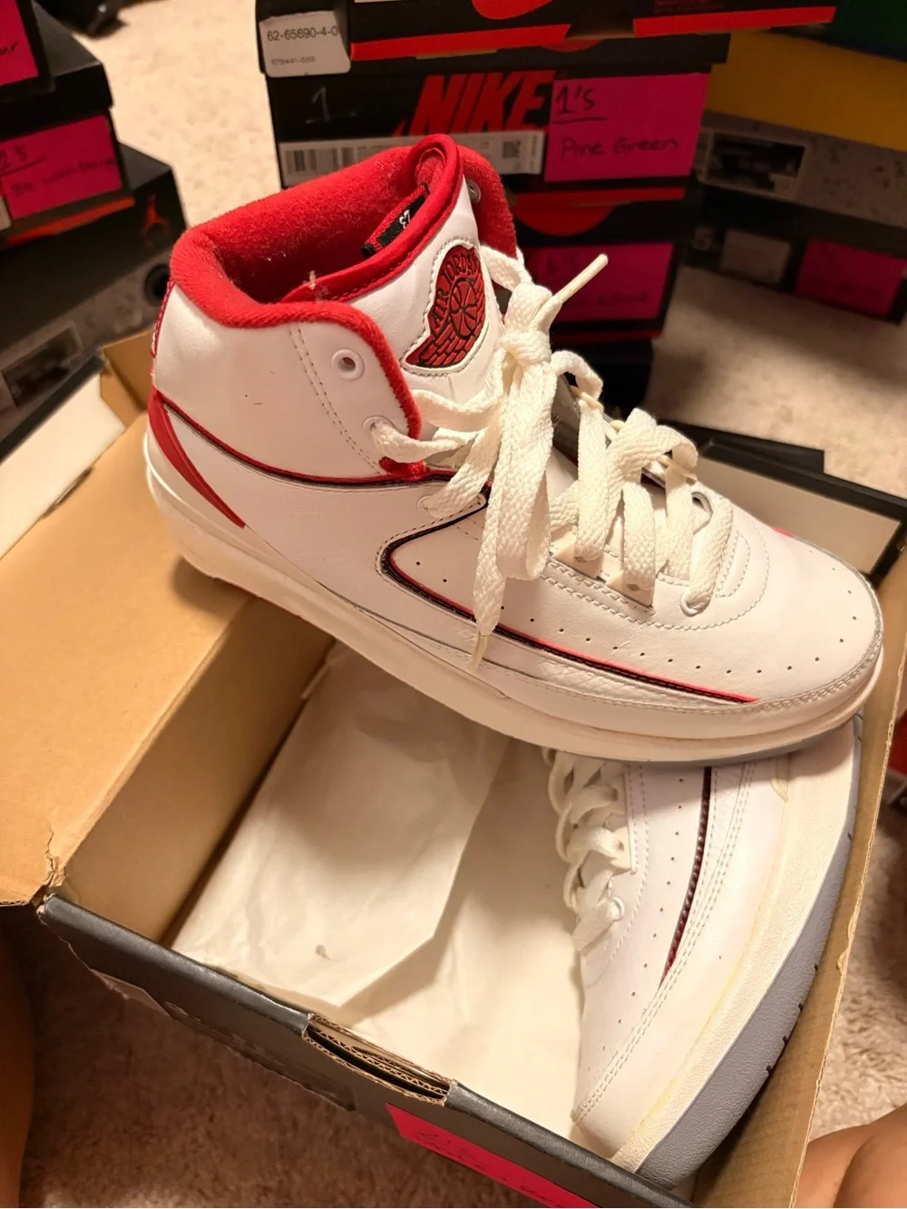 Jordan Kids White and Red Sneakers